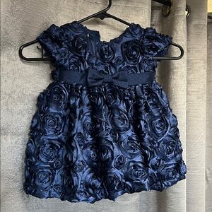 Navy Blue Rosette Baby Dress